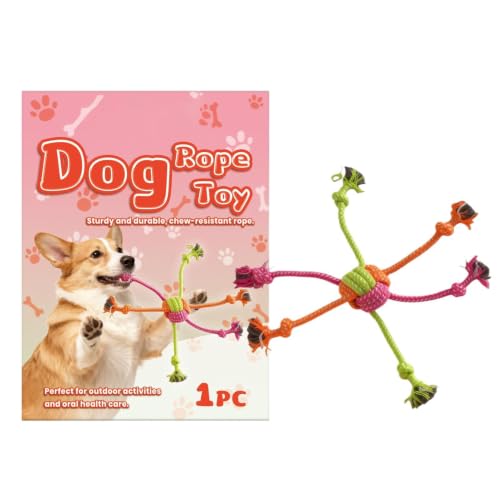 犬用ロープおもちゃ - 8.5x11cm 犬用おもちゃ、省スペースで持ち運び可能 |インタラクティブな刺激を強化するペット用品を簡単に、積極的に咀嚼する人の歯の掃除行動トレーニング用のロープ咀嚼の外観・全体像 画像