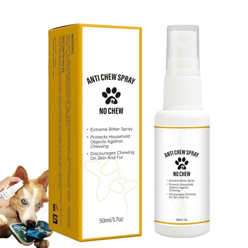 子犬用噛まないスプレー ビターアップル, 50ml 犬用苦いスプレー, 犬 家具 かじり防止スプレ ー, 強力な苦い犬の訓練行動補助、天然の傷防止家具プロテクター, 靴、衣類、その他のアイテムを噛んだり傷つけたりするのを効果的に防ぐ 1