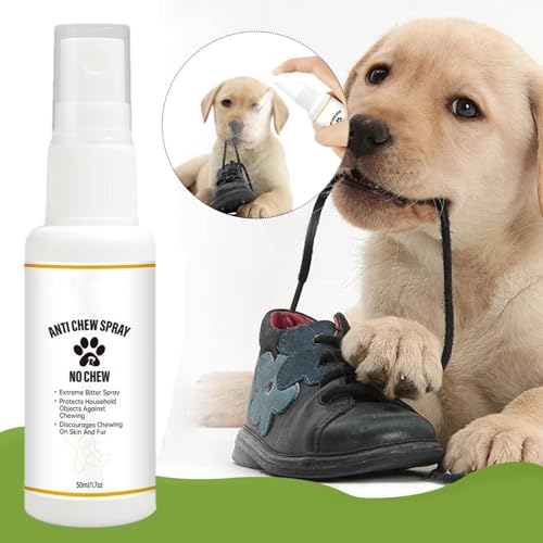 子犬用噛まないスプレー ビターアップル, 50ml 犬用苦いスプレー, 犬 家具 かじり防止スプレ ー, 強力な苦い犬の訓練行動補助、天然の傷防止家具プロテクター, 靴、衣類、その他のアイテムを噛んだり傷つけたりするのを効果的に防ぐの詳細・まとめ 画像