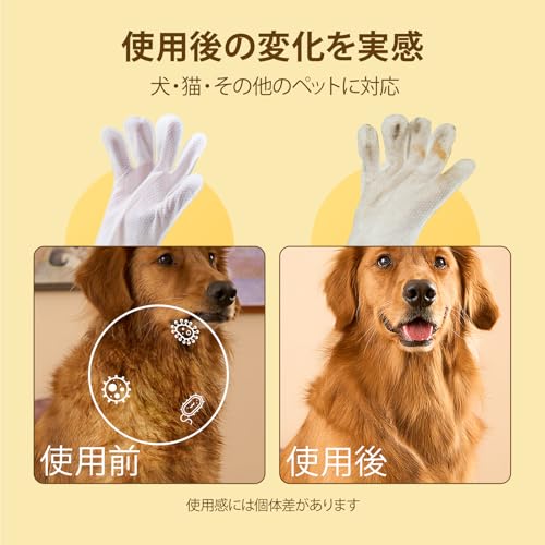 HICC PET ペット用消臭手袋ウェットシート 手袋型 犬 猫用 手にはめてなでるだけ簡単ケア 汚れ拭き取り・消臭 厚手シート 舐めても安心 被毛ケア 介護にも ココナッツの香り 20枚入 (ココナッツの香り)の特徴・詳細 画像