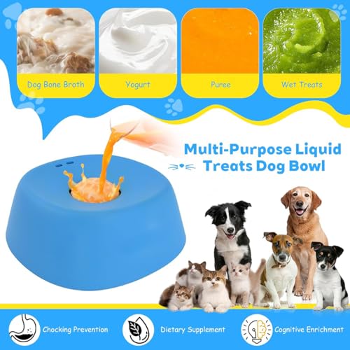 ペット用 スローフィーダー 舐めボウル ローリングボール付き 早食い防止食器 猫 犬 おもちゃ ボール わんこのぺろぺろ味覚玉 滑り止め 液体おやつ 骨スープ対応 給餌器 知育玩具 (ブルーB)の特徴・詳細 画像