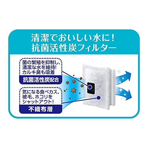 GEX ピュアクリスタル プチ 静かな水の流れ 静音 活性炭フィルター1枚付き フィルター式給水器 ホワイト 犬用 800mLの特徴・詳細 画像
