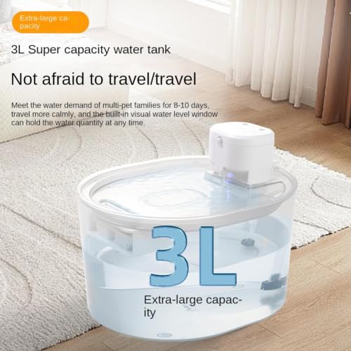 猫用給水器 - 3L充電式センサー付きペット用給水器、静音自動、連続循環でより健康的な水分補給 | 子猫、子犬、犬、猫、室内、カウンター、デスク、毎日のペットケアにの特徴・詳細 画像