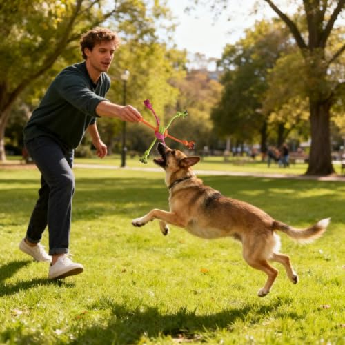 犬用ロープおもちゃ - 8.5x11cm 犬用おもちゃ、省スペースで持ち運び可能 |インタラクティブな刺激を強化するペット用品を簡単に、積極的に咀嚼する人の歯の掃除行動トレーニング用のロープ咀嚼の特徴・詳細 画像
