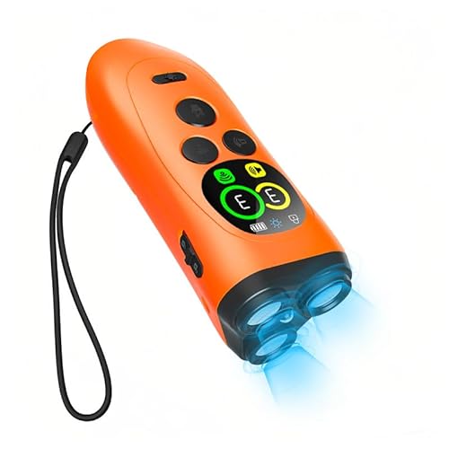 【新登場】無駄吠え防止 犬超音波吠え防止器具 超音波の最大距離は10m 吠える対策 むだ吠え防止グッズ 3重超音波 吠え癖 躾 ペットトレーニング ムダ吠え防止器具 液晶画面付き 安全無害 訓練用 led懐中電灯付きorangeの外観・全体像 画像