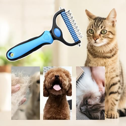 犬用グルーミングブラシ | 両面もつれ取りペットコーム 猫用 ケアツール - ペットグルーミングブラシ - 小型 中型 大型 短毛の子犬 子猫の毎日の抜け毛取り用にの特徴・詳細 画像