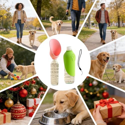 ポータブル犬用ウォーターボトル、折りたたみ式ペット水分補給コンテナ、旅行用ポータブル犬用ウォーターボトル、漏れ防止ドリンクカップディスペンサー、軽量屋外給餌アクセサリー、小型、中型、の特徴・詳細 画像