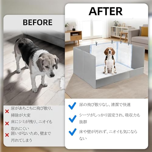 DogLife 犬 トイレ トレー 折りたたみ式 防水 はみだし防止 囲い付き ペット トイレトレー (グレー, L84×58㎝)の特徴・詳細 画像