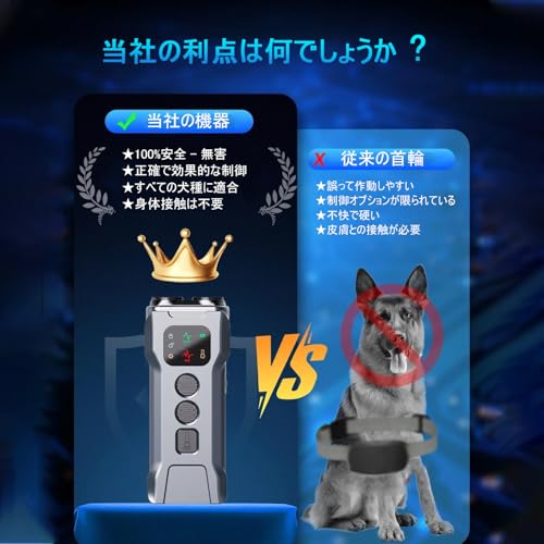 【最新改良モデル】TigWiss 犬の無駄吠え防止 無駄吠え防止 犬超音波吠え防止器具 アップグレード プロフェッショナル ドッグトレーニングツール 明るいLED抑止懐中電灯付き - 犬の無駄吠え抑止装置、液晶画面付き 訓練器具 吠え防止 トレーニング 無駄吠えグッズ 小型犬 中型犬 大型犬 しつけ用品 グレーの特徴・詳細 画像