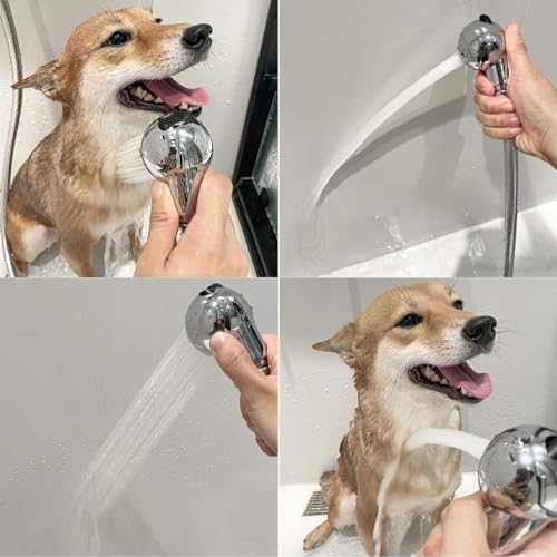 ペットシャワーヘッド 節水 低水圧用 ミニ 猫 犬 用シャワーヘッド ミスト柔らかい 極細水流 2種類の出水口 水量調節 国際基準汎用の特徴・詳細 画像