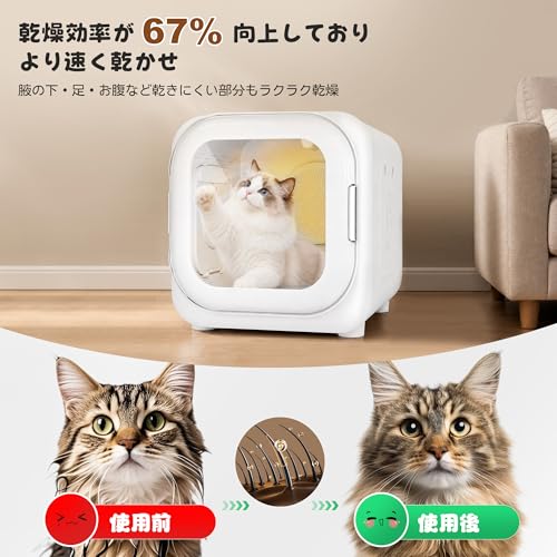 Totoro ball ペットドライルーム ペットドライヤーボックス 小型犬 猫用 ドライルーム 52L 乾燥機 ドライヤーハウス 360°全方位送風 過熱保護 温度/風量デジタル調節 花粉 犬 猫 エアシャワー対応 お風呂後 自動速乾 38dB静音性 意匠特許登録済み LQ-HG300の特徴・詳細 画像
