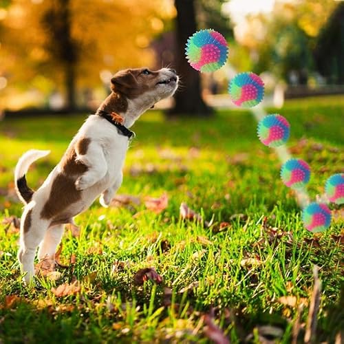 犬用おもちゃ ボール 発光 LEDライト スパイクボール 7.5cm 噛むおもちゃ 耐久性 変形しにくい 弾むボール 光る犬用ボール 夜間視認性 室内 屋外兼用 ストレス解消 運動不足解消 小型犬 中型犬用 ペットトイ クリスマス プレゼント (A,5.5cm)の詳細・まとめ 画像