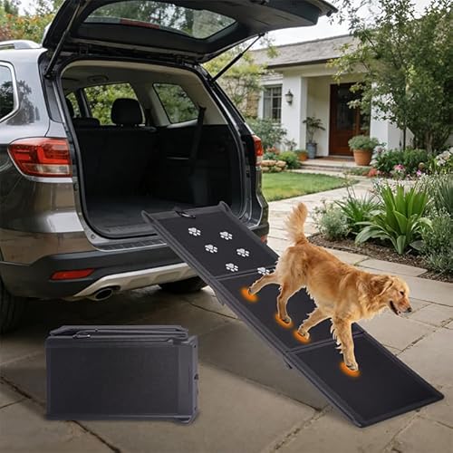 GYMFLEX 折りたたみ式 ペットスロープ 耐荷重 110kg 滑り止めマット 車用/SUV 対応 3つ折り ドッグスロープ 多用途 ペット階段 踏み台 老犬・シニア犬の外観・全体像 画像