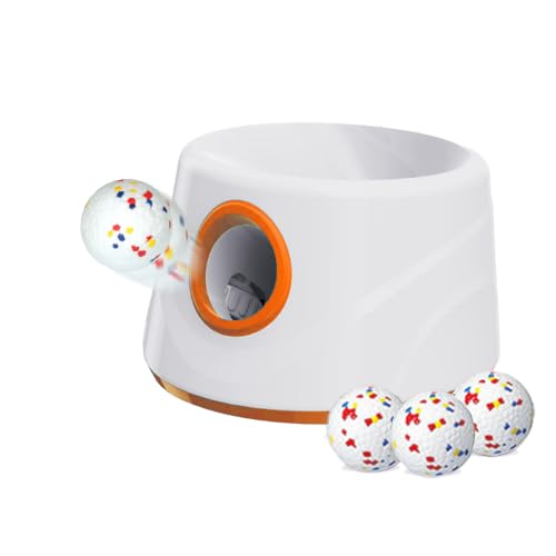 Kurflo ボールランチャー 犬 おもちゃ 自動 ボール投げ ボール 3個付き 取ってこい 犬用 ロボピッチャ 3種類の発射距離 自動ボールキャッチ 投げ 投球機 小型犬用 中型犬用 知育玩具 犬用おもちゃ 留守番 猫用 おもちゃ (オレンジ, ETPUボールSサイズ) 1