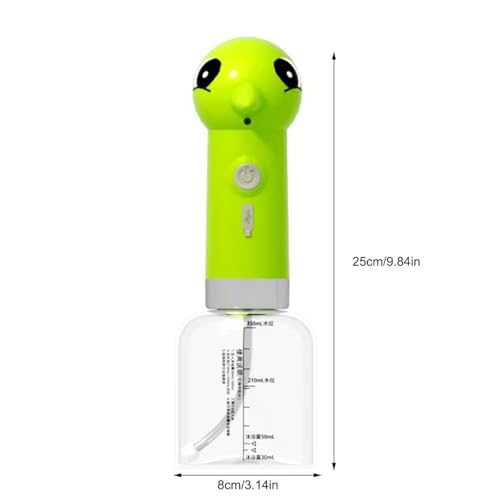 犬 シャンプー 泡立て器 自動 泡 Type-C 充電式 防水 低騒音 自動発泡 350ml 目盛付 キツツキ ワンタッチ操作 かわいい おしゃれ シャワー シャンプー節約 バス用品 お風呂 犬用 猫用 (グリーン)の詳細・まとめ 画像
