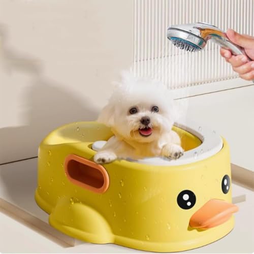 ペットバスタブ | かわいい アヒル型 ハンドル付き 滑り止め底面 | 犬用バスタブ | シャワー・グルーミング・水泳・遊び、浴室・ペットショップ・屋外の特徴・詳細 画像