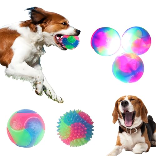 犬おもちゃ 光るボール 犬用ボール 噛むおもちゃ 光るペットチューボール 高弾力性 耐久性 柔らかい 歯のクリーニング 運動不足 ストレス解消 訓練用 インタラクティブペットの猫犬 知育玩具 大中小型犬に適用 (B,1PCS)の外観・全体像 画像