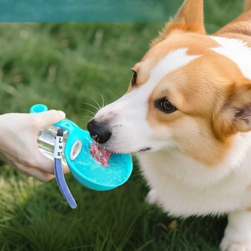 犬 水飲み 犬 散歩 ペットウォーターボトル 水飲み器 携帯 給水ボトル 犬用水筒 折りたたみ 水漏れ防止 ペット用品 給水機 犬 散歩グッズ 外出用水カップ 旅行 熱中症対策 (ブルー)の特徴・詳細 画像