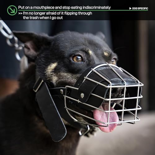 金属製犬用口輪 ワイヤーバスケット M/L/XL/XXL サイズ 調節可能 防咬・防吠・防咀嚼 通気性良好 ステンレス鋼&PU レザー 大型犬・小型犬両対応 オールラウンド保護マズルの詳細・まとめ 画像