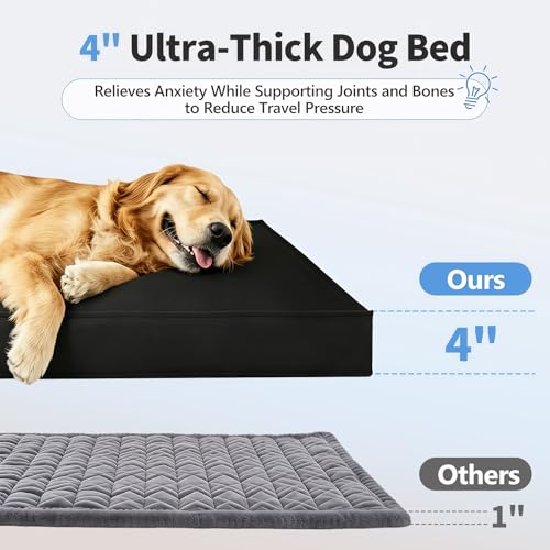 後部座席犬用ベッド、車の後部座席用犬用ベッド、4インチ整形外科用卵クレートフォームペットベッド、後部座席拡張用オックスフォード生地付きの詳細・まとめ 画像