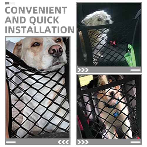 DOITOOL 犬用車用仕切りバリア 黒色オックスフォード生地製 フック付き簡単取り付け ペットの守り車内の注意散漫防止 自動車後部座席用メッシュオーガナイザーの特徴・詳細 画像