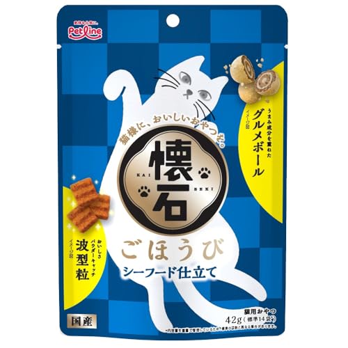 ペットライン 懐石 ごほうび シーフード仕立て【猫用おやつ/スナック/トリーツ/ドライ/国産/小分け】42g 1