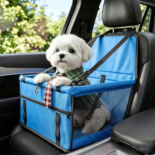ペットカーベッド - 防水折りたたみキャリア 犬用トラベルシート小型ペットカーベッド 収納ポケットの特徴・詳細 画像