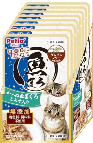 ペティオ (Petio) 魚まろ かつお＆まぐろ しらす入り 60ｇ×8袋入 (着色料・調味料無添加、グレインフリー（原材料として穀物不使用))の詳細・まとめ 画像