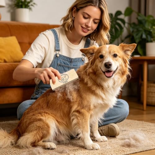Dog Brush for Shedding – Wooden Pet Grooming Brush for Undercoat Removalの特徴・詳細 画像