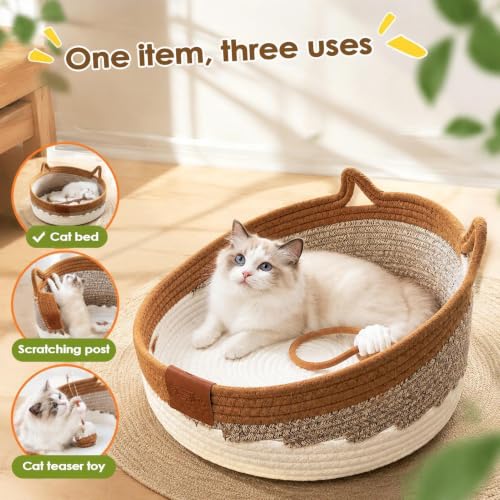 Cat Scratcher Bed | With Toy Ball Breathable Woven Kitten Nestの特徴・詳細 画像