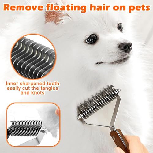 ペット脱皮ブラシ マッサージ機能付き 木製犬用グルーミングツール 脱皮制御と被毛ケア用 ポータブルペット脱皮ツールの特徴・詳細 画像