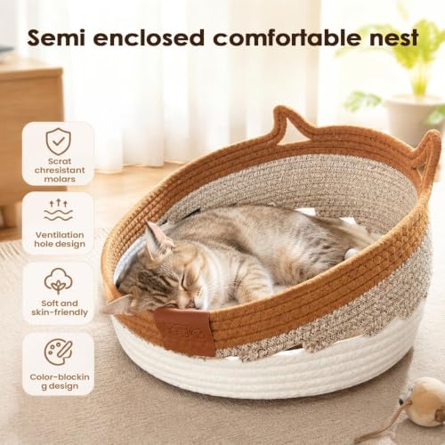 Cat Scratcher Bed | With Toy Ball Breathable Woven Kitten Nestの特徴・詳細 画像