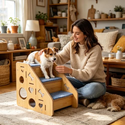 木製犬用階段 - 滑り止めステップ、滑らかなエッジのペットベッドスロープ, ベッド用木製犬用階段 滑り止めステップの詳細・まとめ 画像