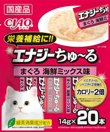 チャオ (CIAO) エナジーちゅ~る まぐろ 海鮮ミックス味 20本 猫用おやつ 1