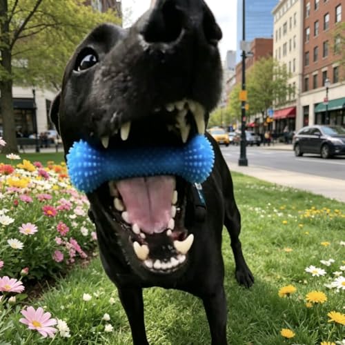 犬 おもちゃ 歯磨き 犬用噛むおもちゃ ストラップ付き 口を開ける 餌入れ 口臭予防 調整可能 天然ゴム 耐久性 遊び道具 小型犬 中型犬 大型犬 (ブルー)の特徴・詳細 画像