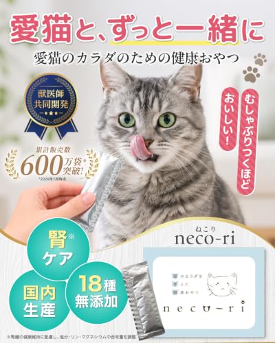 neco-ri（ねこり）猫用 健康おやつ ペースト カツオ＆カツオ節味 1箱 (10g×10包) [ 国産 / 18種無添加 / 獣医師共同開発 ]の詳細・まとめ 画像
