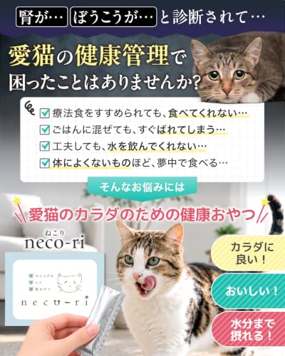 neco-ri（ねこり）猫用 健康おやつ ペースト カツオ＆カツオ節味 1箱 (10g×10包) [ 国産 / 18種無添加 / 獣医師共同開発 ]の特徴・詳細 画像