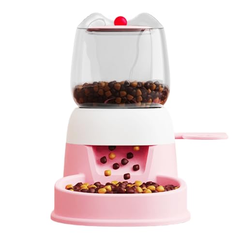 Pet Food Dispenser - Automatic 2L Press Design, Feeding Bowl with Timer for Cats Dogs Indoor Home Cage Workplace Outdoor Backyard Patio Pet Store Convenient Portion Control Feeder for Puppies Kittens 1