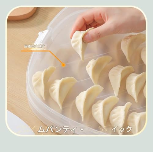 Arnxian 餃子保存容器 多層式 冷凍保存 電子レンジ対応 密閉蓋 日付記録機能付き 重ね収納 手提げ付き 食材整理 (ラグジュアリーグリーン - 5層(PP))の特徴・詳細 画像