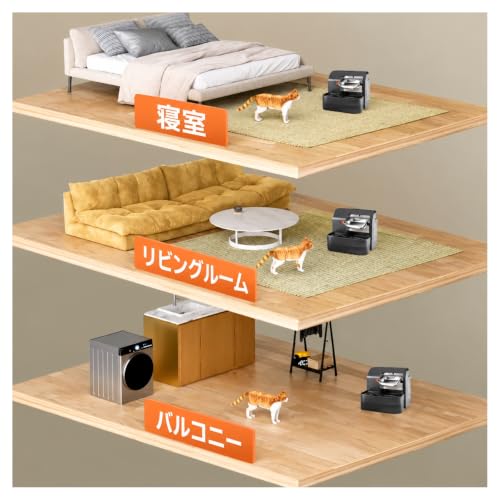 Luulife 傾斜式ペット給水器 3タンク分離 3200ml フィルター不要 Type-C充電 (ブラック,通常版)の特徴・詳細 画像