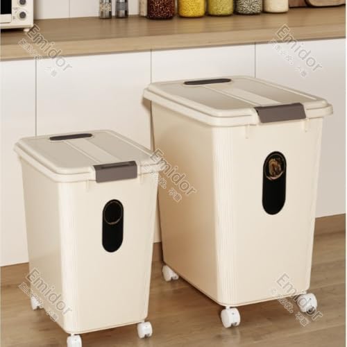 Emidor 大容量米びつ、穀物保存容器、30kg、プラスチック製、防虫・防湿・密閉式、キャスター付き (23.5*36.5*35cm,A)の詳細・まとめ 画像