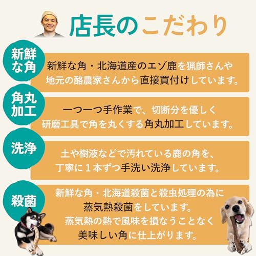 モノライフ 鹿の角 犬 噛むおもちゃ 無添加 おやつ 噛む 犬用 おもちゃ エゾジカ 国産 鹿 角 ガム 歯磨き デンタルケア 中型犬 15cmの特徴・詳細 画像