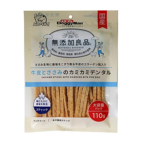 ドギーマン 無添加良品 牛皮とささみのカミカミデンタル110ｇ 1