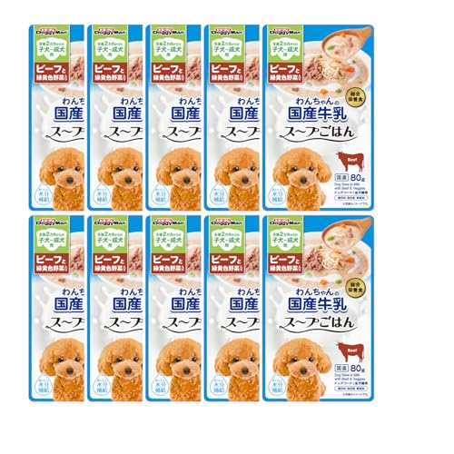 ドギーマン わんちゃんの国産牛乳スープごはん ビーフと緑黄色野菜入り 80g×10個 【メール便】 1