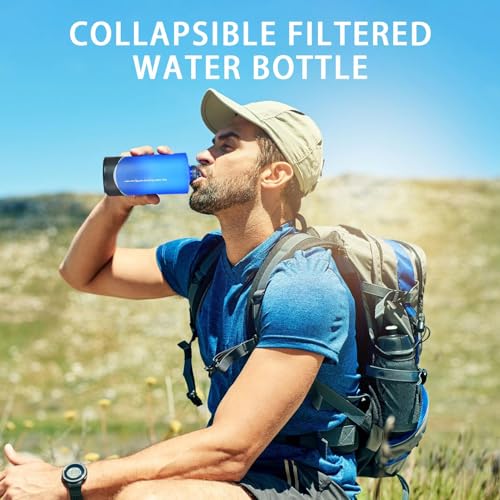 崩壊水のボトル - 折りたたみスポーツボトル、再利用可能な旅行ボトル| TPU飲料袋折りたたみ可能な軽量の屋外補給容器、スペース保存ポータブルアクセサの詳細・まとめ 画像
