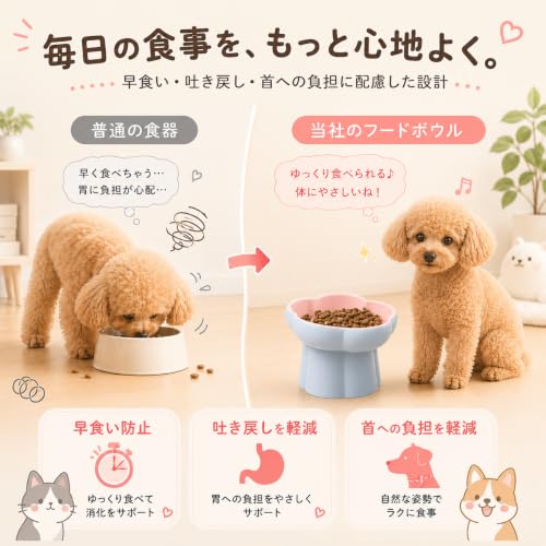 Perky Tail 早食い防止 食器 犬 猫 早食い防止 はやぐい防止皿 小型犬 陶器 脚付フードボウル 高さ 15度の傾斜 吐き戻し軽減 肥満予防 首の負担を軽減 パープル×オレンジの詳細・まとめ 画像