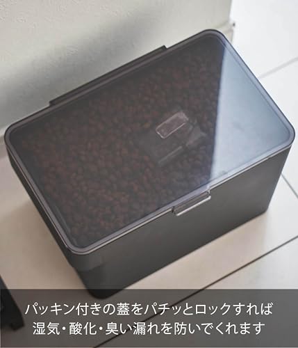 山崎実業(Yamazaki) 密閉 ペットフードストッカー 3.5kg 計量カップ付 ブラック 約W30×D19.7×H19.2㎝(蓋開口時:約H37.5㎝) タワー フードストッカー 保存容器 5612の特徴・詳細 画像