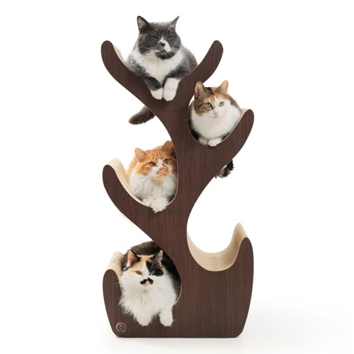 猫壱 キャットツリー Rダークブラウン&ブラック キャットタワー 猫タワーの外観・全体像 画像
