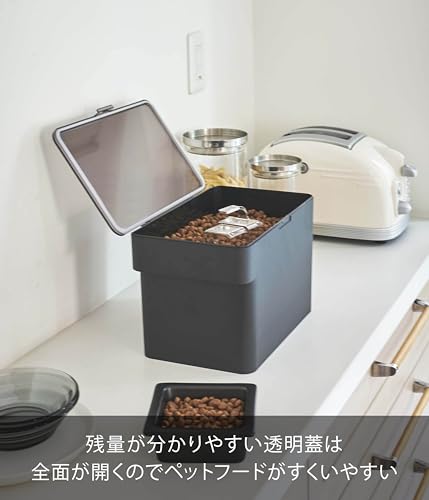 山崎実業(Yamazaki) 密閉 ペットフードストッカー 3.5kg 計量カップ付 ブラック 約W30×D19.7×H19.2㎝(蓋開口時:約H37.5㎝) タワー フードストッカー 保存容器 5612の特徴・詳細 画像