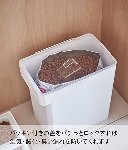山崎実業(Yamazaki) 密閉 ペットフードストッカー 6.5kg 計量カップ付 ホワイト 約W30.7×D19.7×H31.2㎝(蓋開口時:約H49.5㎝) タワー フードストッカー 保存容器 5615の特徴・詳細 画像